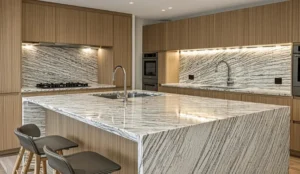 صفحه کابینت SPL طرح سنگ در آشپزخانه مدرن